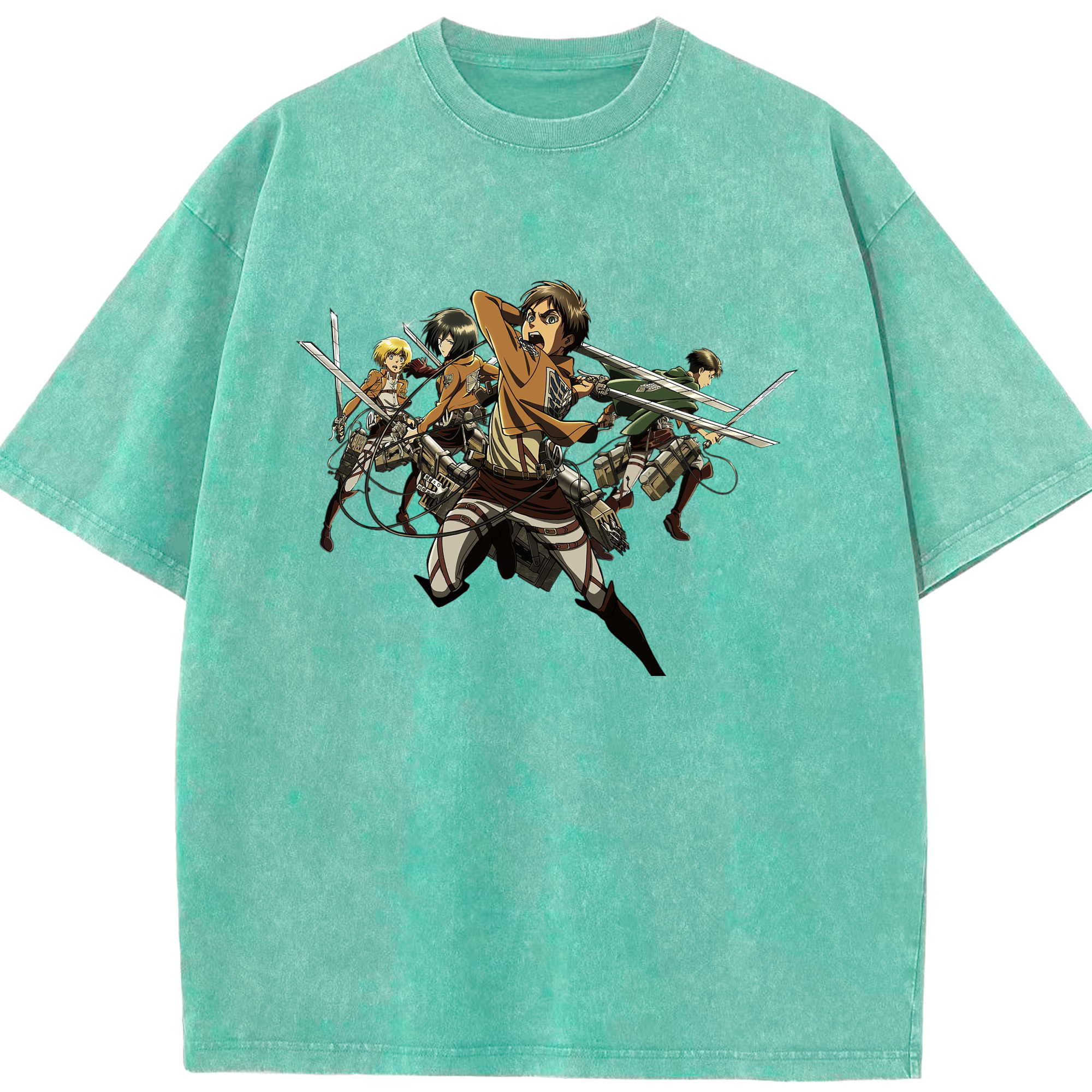 （画像用） 進撃の巨人 エレン･イェーガー Attack on Titan Eren Jäger 綿100% ヴィンテージ風 半袖Tシャツ（フロントプリント）